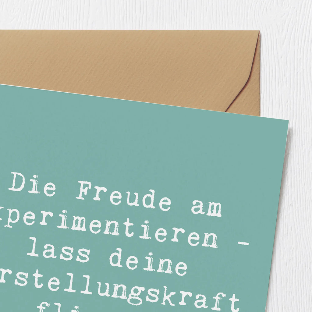 Deluxe Card Saying Die Freude am Experimentieren - lass deine Vorstellungskraft fliegen! Karte, Hochwertige Klappkarte, Geburtstagskarte, Einladungskarte, Grußkarte, Glückwunschkarte, Hochzeitskarte, Hochwertige Grußkarte, Klappkarte