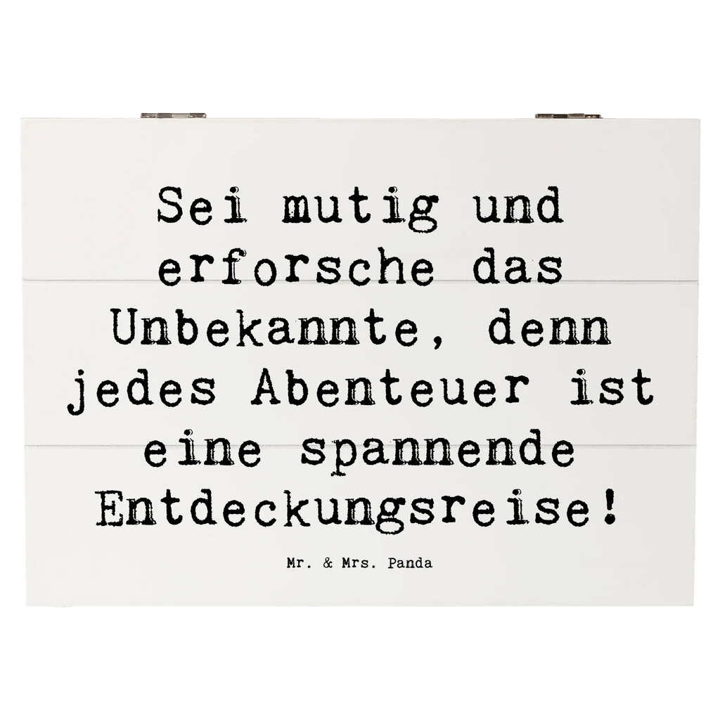 Wooden chest Saying Sei mutig und erforsche das Unbekannte, denn jedes Abenteuer ist eine spannende Entdeckungsreise! Schatulle, Erinnerungskiste, Schatzkiste, Dekokiste, Geschenkdose, Truhe, Aufbewahrungsbox, Holzkiste, Erinnerungsbox, Kiste, Geschenkbox, XXL