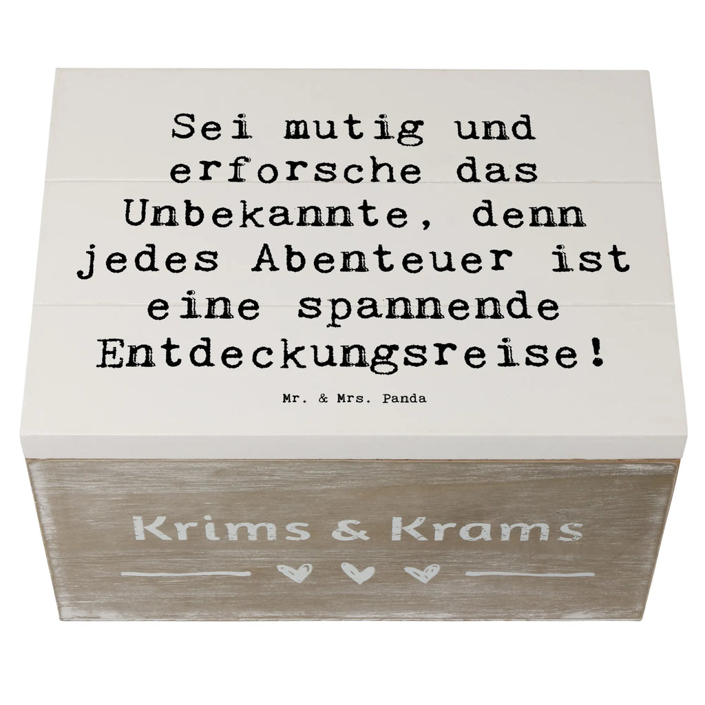 Wooden chest Saying Sei mutig und erforsche das Unbekannte, denn jedes Abenteuer ist eine spannende Entdeckungsreise! Schatulle, Erinnerungskiste, Schatzkiste, Dekokiste, Geschenkdose, Truhe, Aufbewahrungsbox, Holzkiste, Erinnerungsbox, Kiste, Geschenkbox, XXL