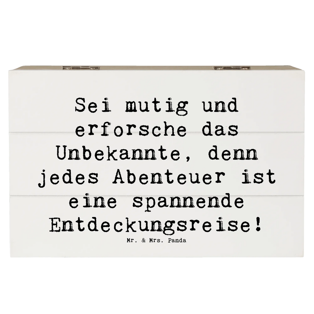 Wooden chest Saying Sei mutig und erforsche das Unbekannte, denn jedes Abenteuer ist eine spannende Entdeckungsreise! Schatulle, Erinnerungskiste, Schatzkiste, Dekokiste, Geschenkdose, Truhe, Aufbewahrungsbox, Holzkiste, Erinnerungsbox, Kiste, Geschenkbox, XXL