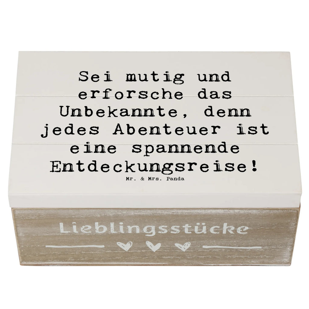 Wooden chest Saying Sei mutig und erforsche das Unbekannte, denn jedes Abenteuer ist eine spannende Entdeckungsreise! Schatulle, Erinnerungskiste, Schatzkiste, Dekokiste, Geschenkdose, Truhe, Aufbewahrungsbox, Holzkiste, Erinnerungsbox, Kiste, Geschenkbox, XXL