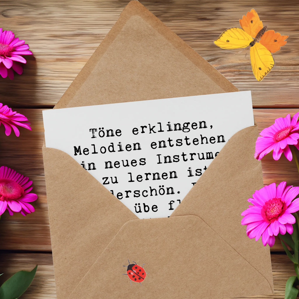 Deluxe Card Saying Töne erklingen, Melodien entstehen, ein neues Instrument zu lernen ist wunderschön. Bleib dran, übe fleißig, denn mit der Zeit wirst du immer besser und erreichst dein Ziel! Klappkarte, Hochwertige Grußkarte, Karte, Hochwertige Klappkarte, Einladungskarte, Grußkarte, Glückwunschkarte, Geburtstagskarte, Hochzeitskarte