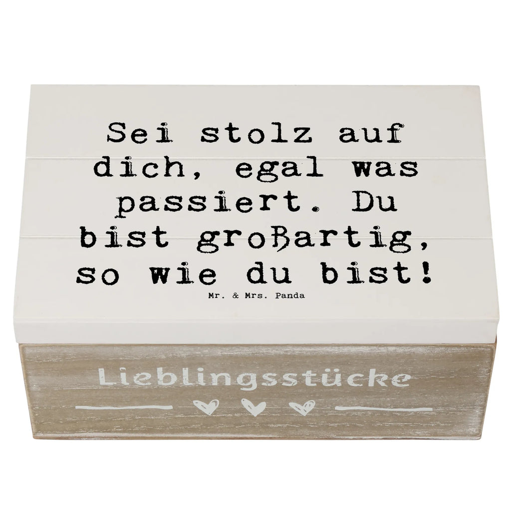 Wooden chest Saying Sei stolz auf dich, egal was passiert. Du bist großartig, so wie du bist! Holzkiste, Kiste, Truhe, Erinnerungsbox, Geschenkbox, Geschenkdose, Erinnerungskiste, Schatulle, XXL, Dekokiste, Aufbewahrungsbox, Schatzkiste, sprüche, zitate, spruch kollektion, inspiration, motivation, lebensweisheiten, geschenkideen, wanddeko, wohnaccessoires, sprüche sammlung, schöne sprüche, glück, liebe, freude, lächeln, alltag verschönern, nachhaltige geschenke, dekoration, kreativ, einzigartig, shopify, mr and mrs panda