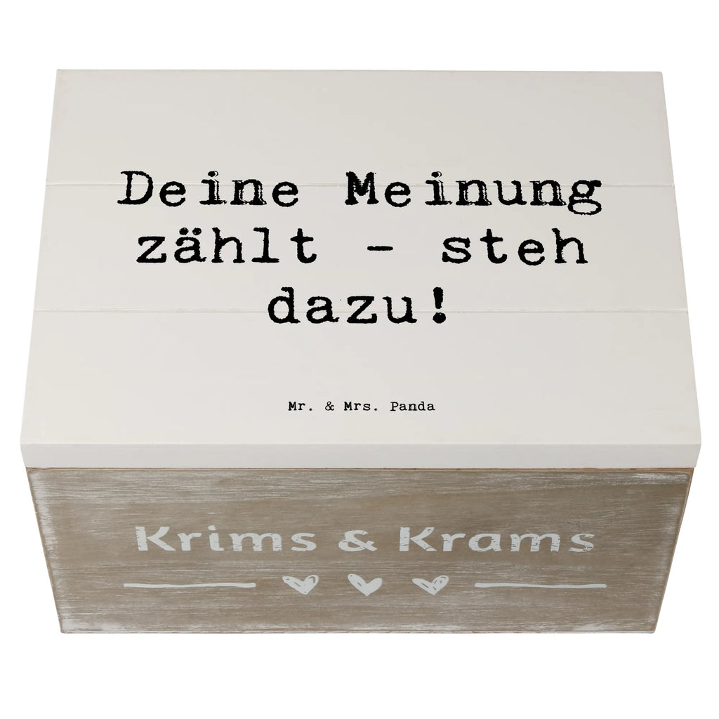 Holzkiste Spruch Mutig zu Meinungen Schatulle, XXL, Geschenkbox, Erinnerungsbox, Erinnerungskiste, Aufbewahrungsbox, Schatzkiste, Kiste, Dekokiste, Geschenkdose, Holzkiste, Truhe