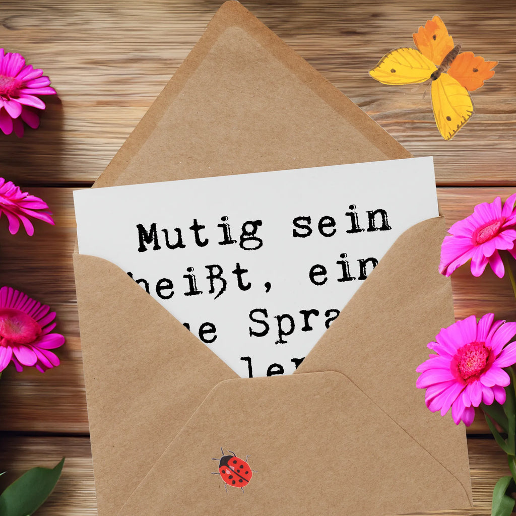 Deluxe Karte Spruch Sprachen Lernen und Anwenden Einladungskarte, Karte, Hochwertige Grußkarte, Hochwertige Klappkarte, Hochzeitskarte, Geburtstagskarte, Grußkarte, Glückwunschkarte, Klappkarte