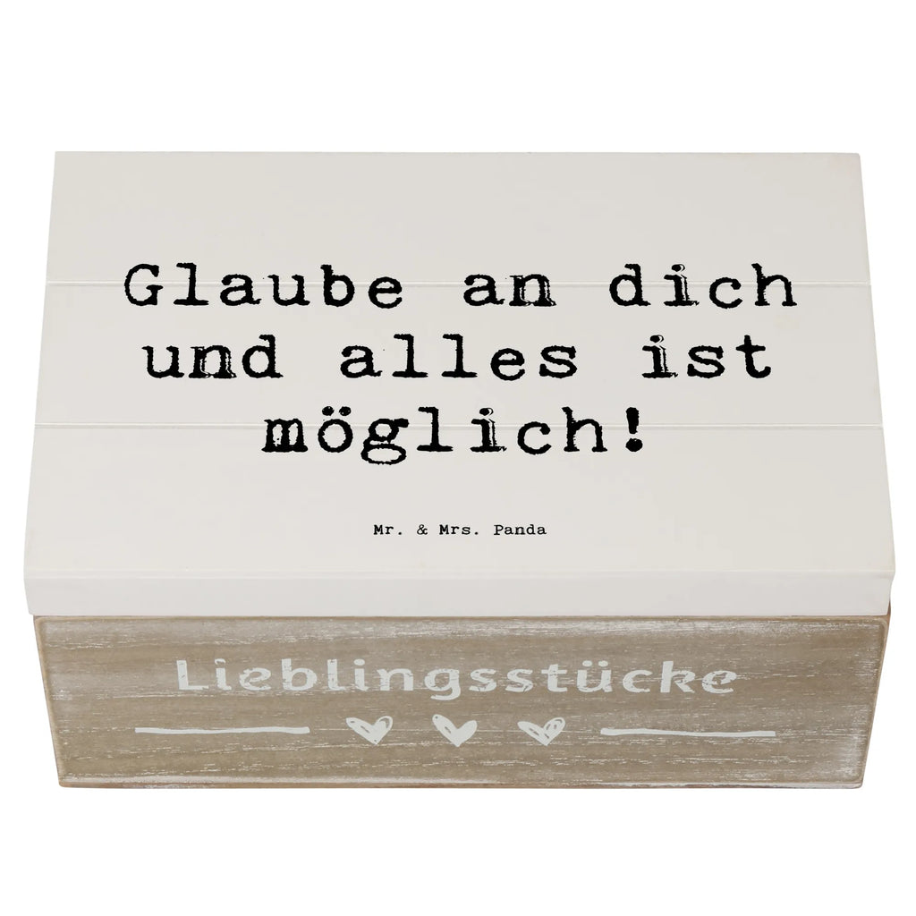 Wooden chest Saying Glaube an dich und alles ist möglich! Truhe, Erinnerungsbox, Geschenkbox, Geschenkdose, Aufbewahrungsbox, Schatulle, Kiste, Dekokiste, Erinnerungskiste, XXL, Schatzkiste, Holzkiste