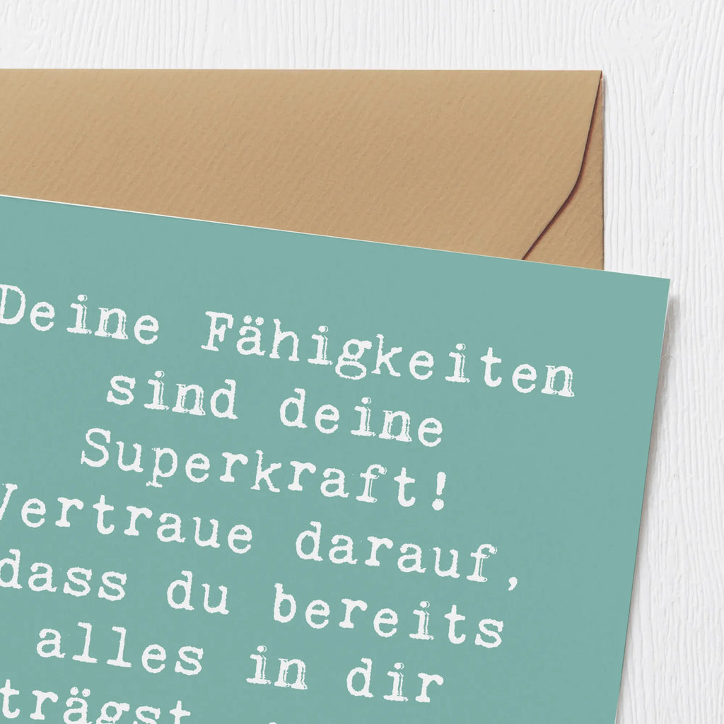 Deluxe Karte Spruch Vertrauen in Fähigkeiten Geburtstagskarte, Grußkarte, Karte, Klappkarte, Einladungskarte, Hochwertige Klappkarte, Hochwertige Grußkarte, Glückwunschkarte, Hochzeitskarte
