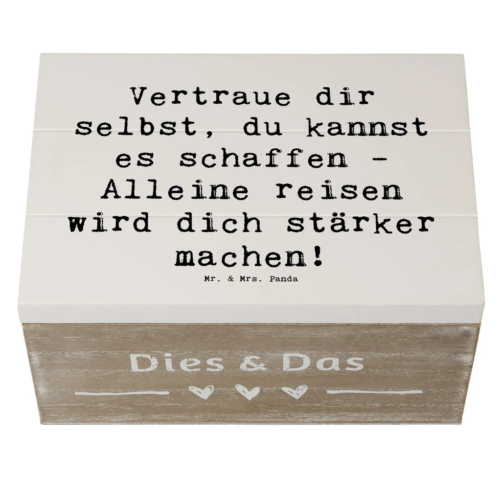 Holzkiste Spruch Alleine Reisen unternehmen Erinnerungskiste, Truhe, Erinnerungsbox, Holzkiste, Schatulle, Geschenkdose, Aufbewahrungsbox, Geschenkbox, Dekokiste, XXL, Schatzkiste, Kiste