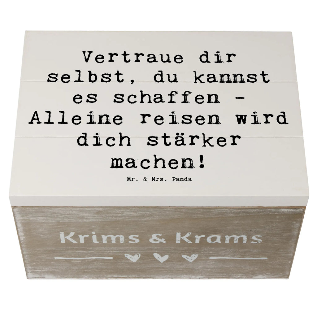 Holzkiste Spruch Alleine Reisen unternehmen Erinnerungskiste, Truhe, Erinnerungsbox, Holzkiste, Schatulle, Geschenkdose, Aufbewahrungsbox, Geschenkbox, Dekokiste, XXL, Schatzkiste, Kiste