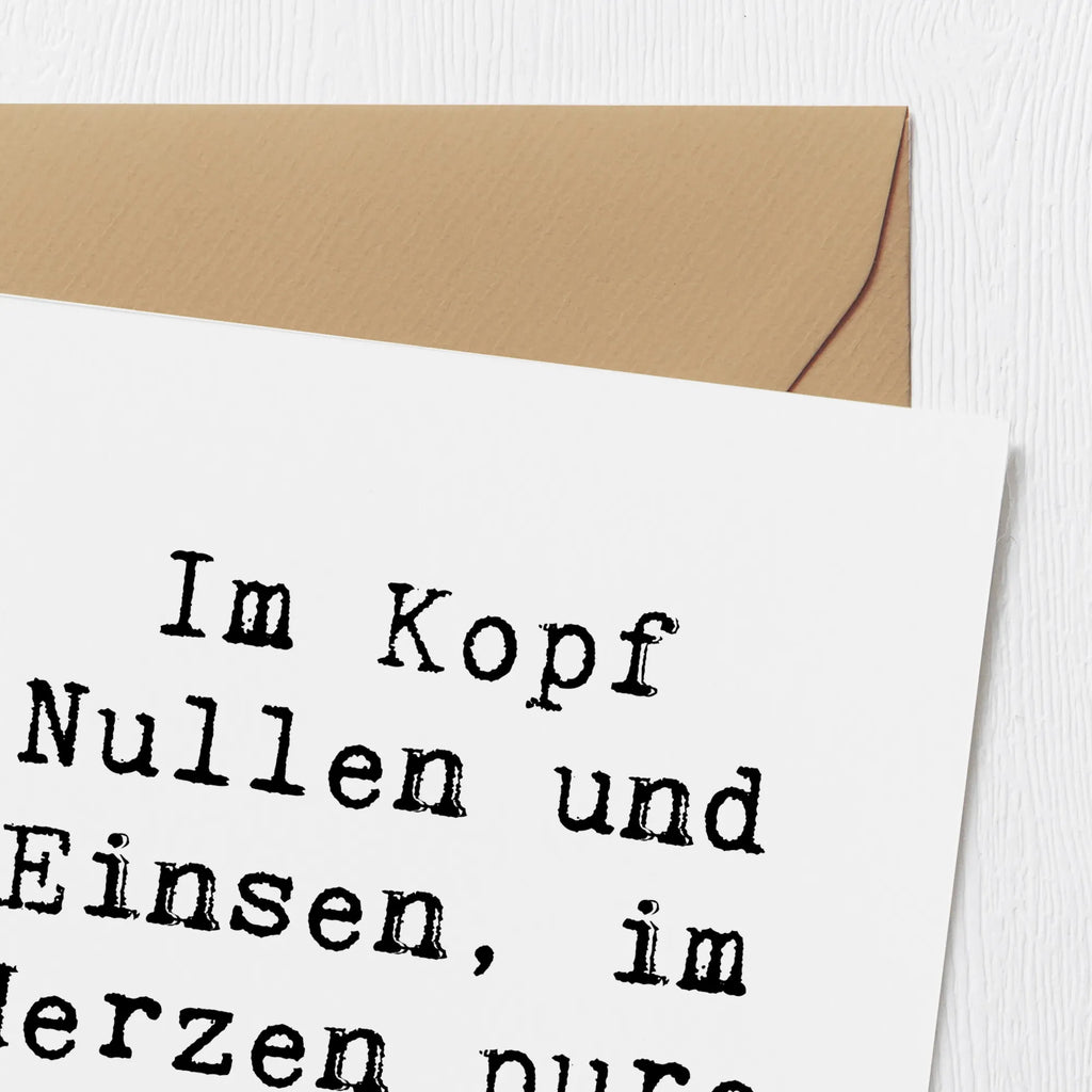 Deluxe Card Saying Im Kopf Nullen und Einsen, im Herzen pure Leidenschaft! Grußkarte, Geburtstagskarte, Hochzeitskarte, Klappkarte, Hochwertige Grußkarte, Karte, Glückwunschkarte, Einladungskarte, Hochwertige Klappkarte, Beruf, Ausbildung, Jubiläum, Abschied, Rente, Kollege, Kollegin, Geschenk, Schenken, Arbeitskollege, Mitarbeiter, Firma, Danke, Dankeschön