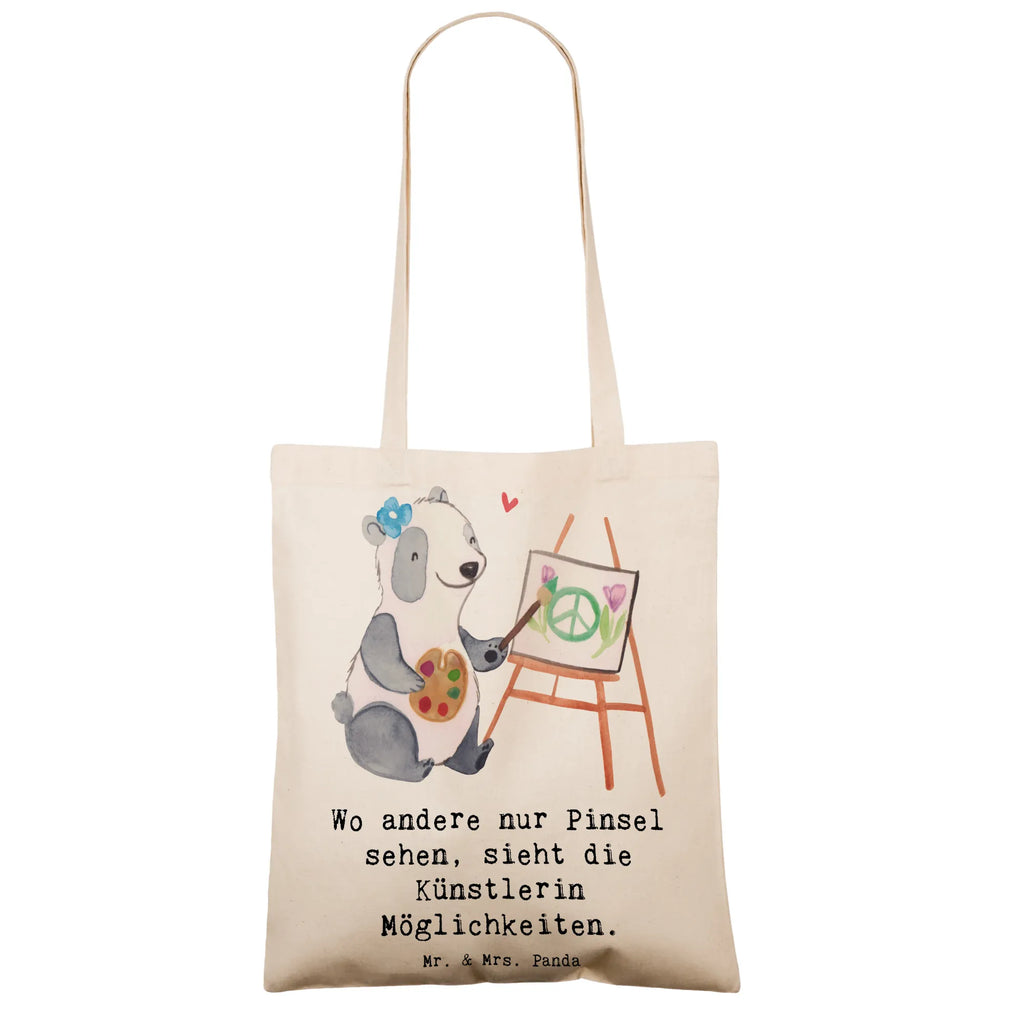 Tote bag Wo andere nur Pinsel sehen, sieht die Künstlerin Möglichkeiten. Schultertasche, Umhängetasche, Tragetasche, Jutebeutel, Beuteltasche, Einkaufstasche, Laptoptasche, Strandtasche, Tasche, Badetasche, Shopper, Einkaufstüte, Stoffbeutel, Stofftasche, Beutel, Jutetasche, Beruf, Ausbildung, Jubiläum, Abschied, Rente, Kollege, Kollegin, Geschenk, Schenken, Arbeitskollege, Mitarbeiter, Firma, Danke, Dankeschön