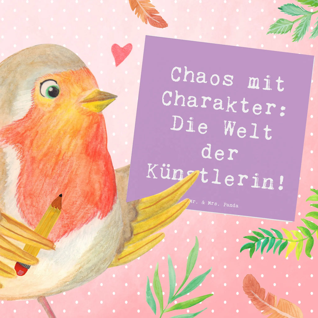 Deluxe Card Saying Chaos mit Charakter: Die Welt der Künstlerin! Karte, Geburtstagskarte, Hochzeitskarte, Glückwunschkarte, Klappkarte, Hochwertige Klappkarte, Grußkarte, Hochwertige Grußkarte, Einladungskarte, Beruf, Ausbildung, Jubiläum, Abschied, Rente, Kollege, Kollegin, Geschenk, Schenken, Arbeitskollege, Mitarbeiter, Firma, Danke, Dankeschön