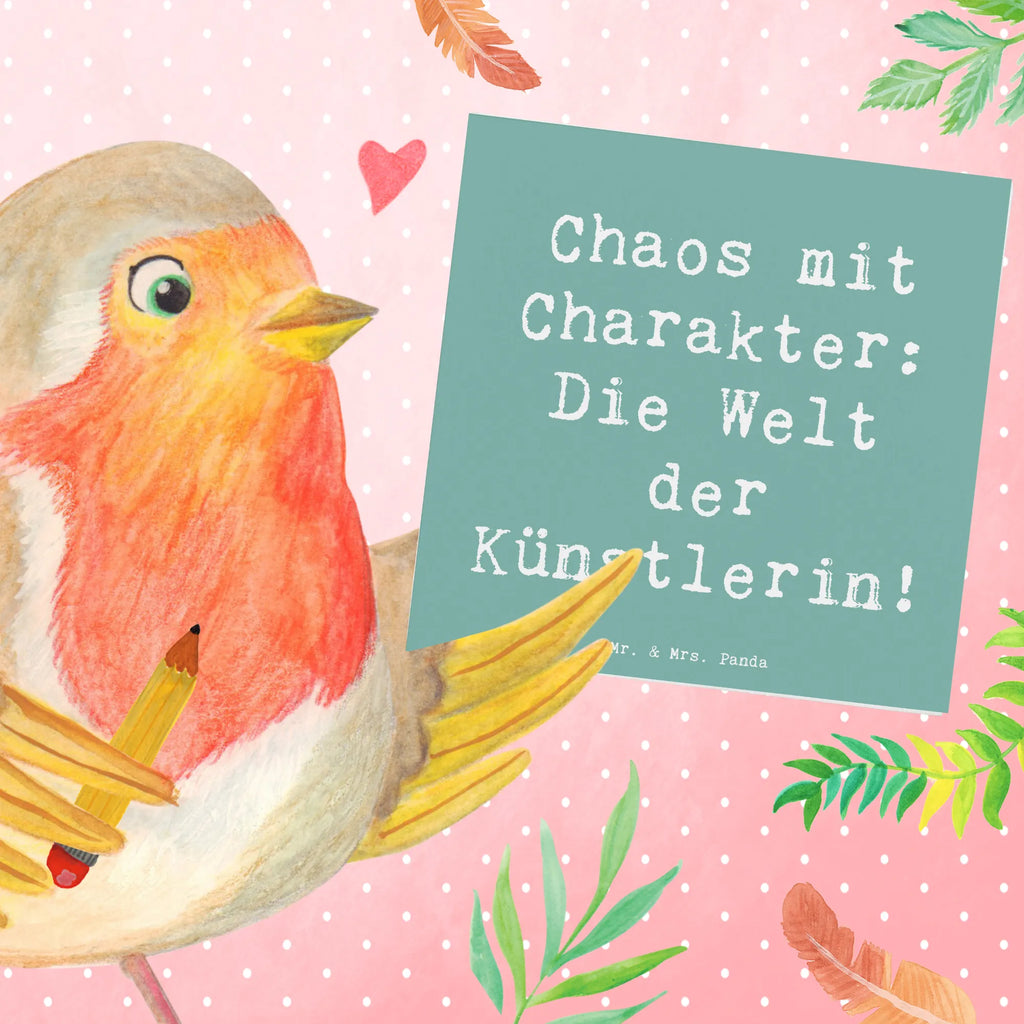 Deluxe Card Saying Chaos mit Charakter: Die Welt der Künstlerin! Karte, Geburtstagskarte, Hochzeitskarte, Glückwunschkarte, Klappkarte, Hochwertige Klappkarte, Grußkarte, Hochwertige Grußkarte, Einladungskarte, Beruf, Ausbildung, Jubiläum, Abschied, Rente, Kollege, Kollegin, Geschenk, Schenken, Arbeitskollege, Mitarbeiter, Firma, Danke, Dankeschön