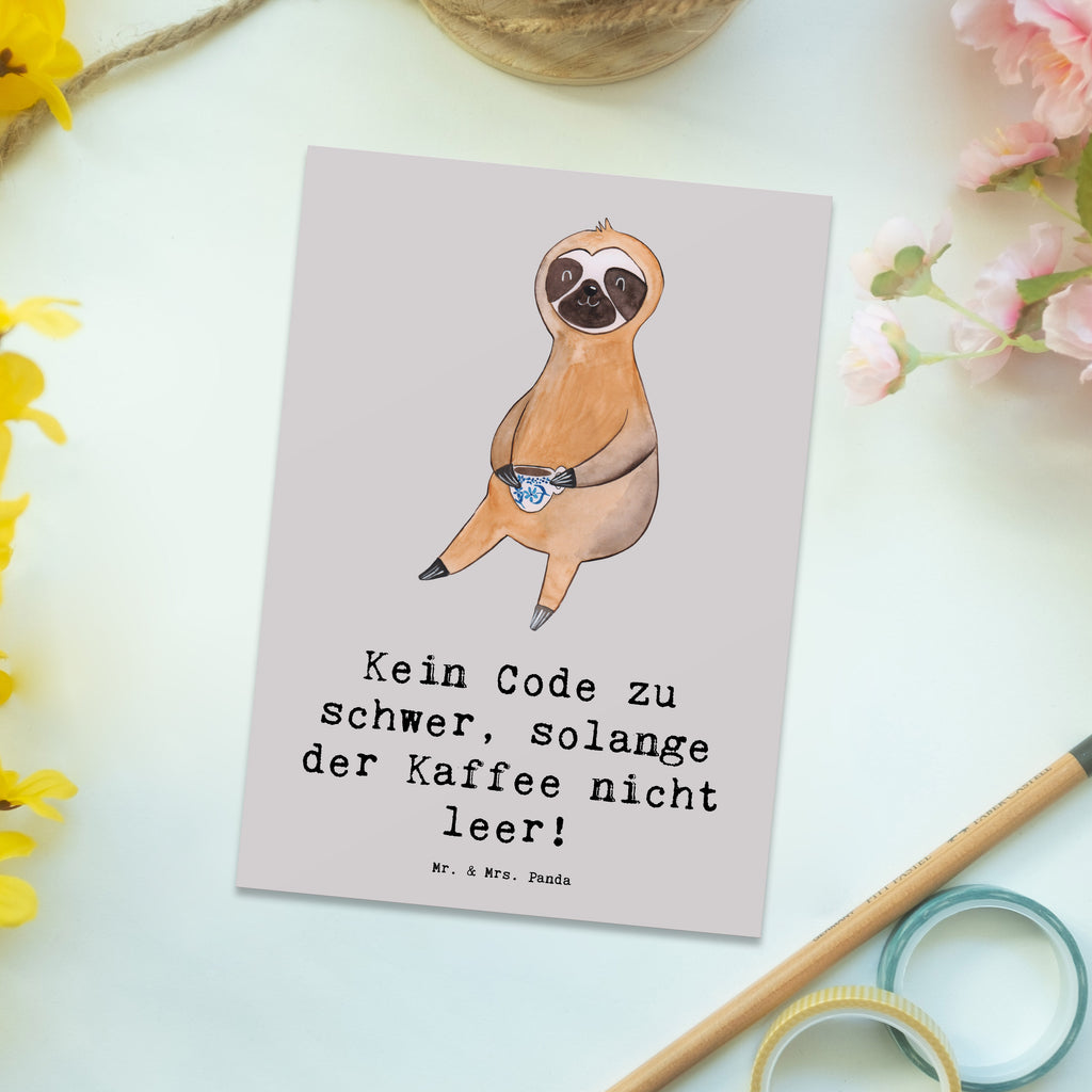 Postcard Kein Code zu schwer, solange der Kaffee nicht leer! Karte, Geschenkkarte, Postkarte, Einladungskarte, Dankeskarte, Einladung, Grußkarte, Ansichtskarte, Ansichtskarten, Geburtstagskarte, Einladungskarten Geburtstag, Einladung Geburtstag, Beruf, Ausbildung, Jubiläum, Abschied, Rente, Kollege, Kollegin, Geschenk, Schenken, Arbeitskollege, Mitarbeiter, Firma, Danke, Dankeschön