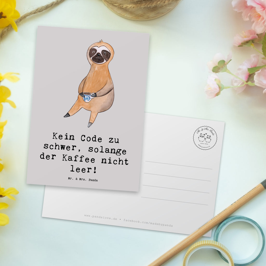 Postcard Kein Code zu schwer, solange der Kaffee nicht leer! Karte, Geschenkkarte, Postkarte, Einladungskarte, Dankeskarte, Einladung, Grußkarte, Ansichtskarte, Ansichtskarten, Geburtstagskarte, Einladungskarten Geburtstag, Einladung Geburtstag, Beruf, Ausbildung, Jubiläum, Abschied, Rente, Kollege, Kollegin, Geschenk, Schenken, Arbeitskollege, Mitarbeiter, Firma, Danke, Dankeschön