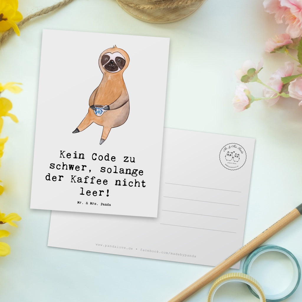 Postcard Kein Code zu schwer, solange der Kaffee nicht leer! Karte, Geschenkkarte, Postkarte, Einladungskarte, Dankeskarte, Einladung, Grußkarte, Ansichtskarte, Ansichtskarten, Geburtstagskarte, Einladungskarten Geburtstag, Einladung Geburtstag, Beruf, Ausbildung, Jubiläum, Abschied, Rente, Kollege, Kollegin, Geschenk, Schenken, Arbeitskollege, Mitarbeiter, Firma, Danke, Dankeschön