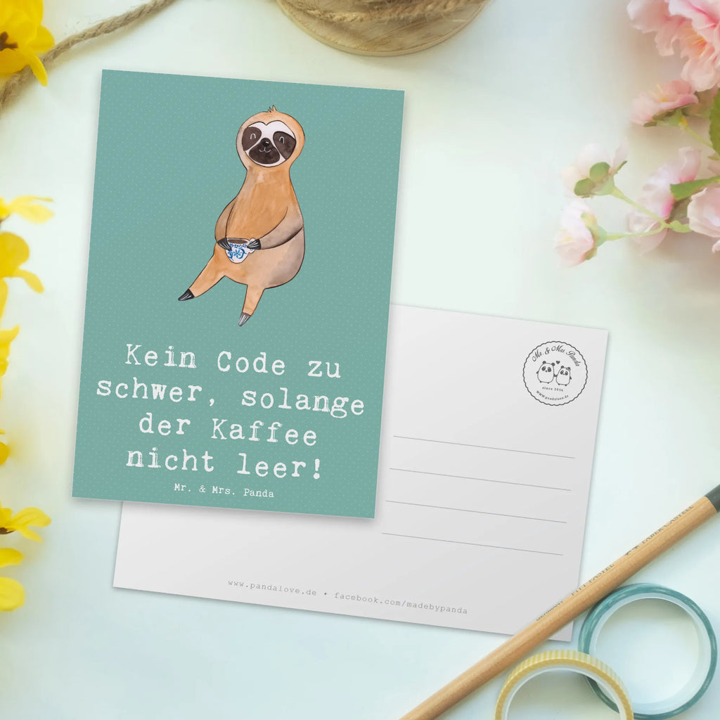 Postcard Kein Code zu schwer, solange der Kaffee nicht leer! Karte, Geschenkkarte, Postkarte, Einladungskarte, Dankeskarte, Einladung, Grußkarte, Ansichtskarte, Ansichtskarten, Geburtstagskarte, Einladungskarten Geburtstag, Einladung Geburtstag, Beruf, Ausbildung, Jubiläum, Abschied, Rente, Kollege, Kollegin, Geschenk, Schenken, Arbeitskollege, Mitarbeiter, Firma, Danke, Dankeschön
