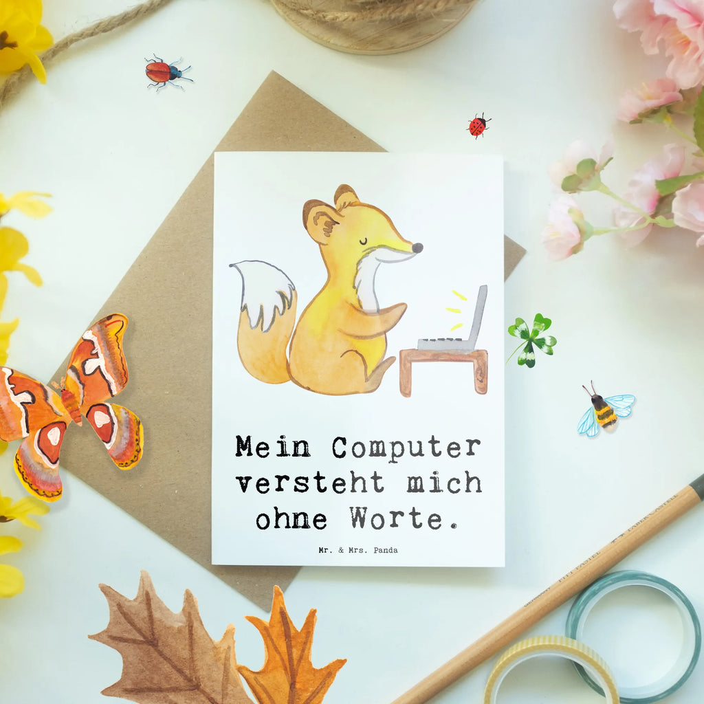 Greetings card Mein Computer versteht mich ohne Worte. Geburtstagskarte, Ansichtskarten, Hochzeitskarte, Klappkarte, Einladungskarte, Grußkarte, Glückwunschkarte, Karte, Beruf, Ausbildung, Jubiläum, Abschied, Rente, Kollege, Kollegin, Geschenk, Schenken, Arbeitskollege, Mitarbeiter, Firma, Danke, Dankeschön