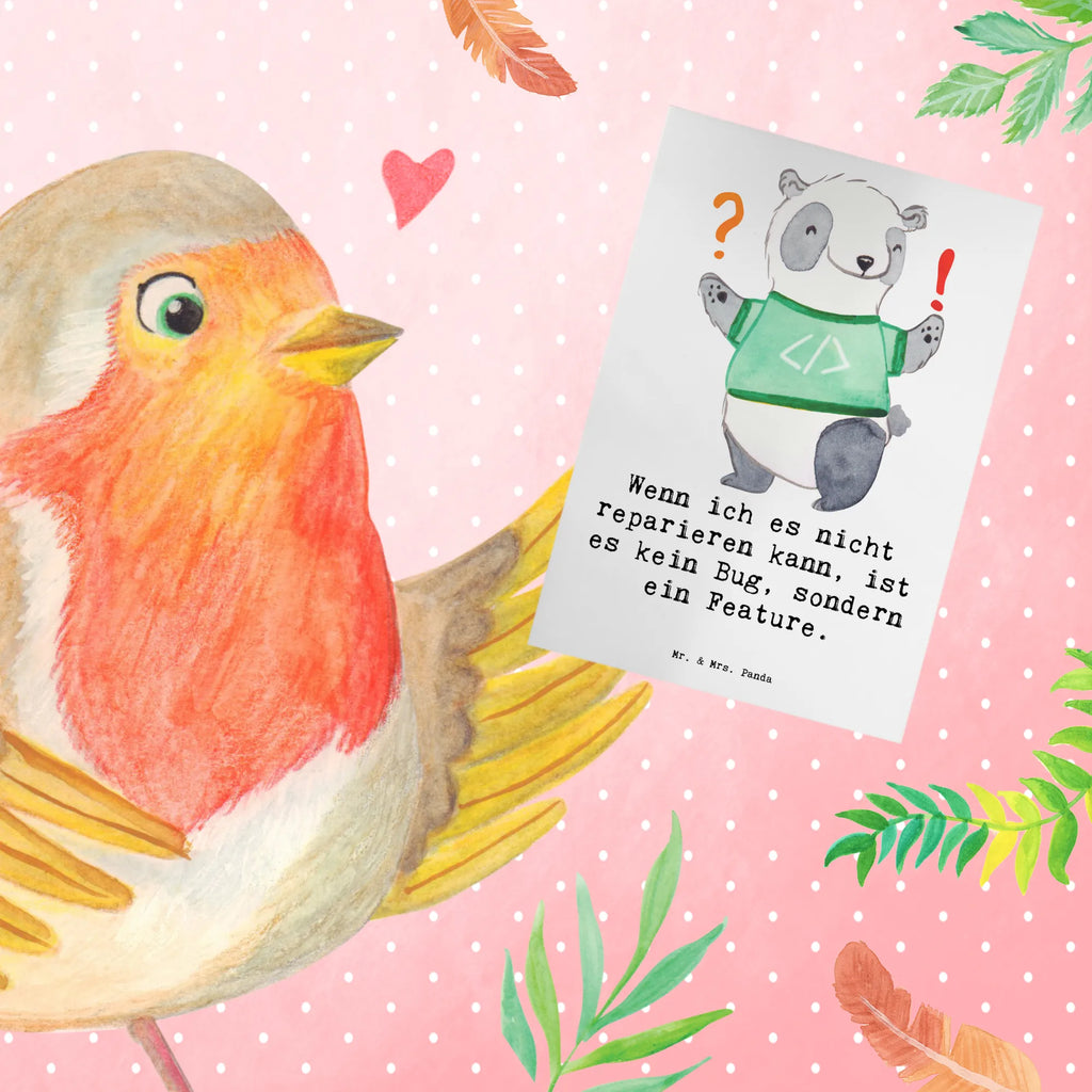 Greetings card Wenn ich es nicht reparieren kann, ist es kein Bug, sondern ein Feature. Karte, Einladungskarte, Geburtstagskarte, Klappkarte, Hochzeitskarte, Glückwunschkarte, Grußkarte, Ansichtskarten, Beruf, Ausbildung, Jubiläum, Abschied, Rente, Kollege, Kollegin, Geschenk, Schenken, Arbeitskollege, Mitarbeiter, Firma, Danke, Dankeschön