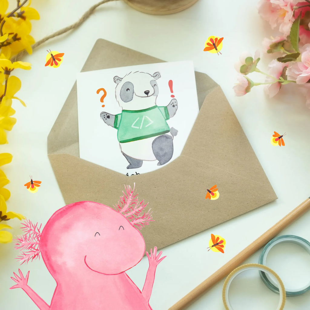 Greetings card Wenn ich es nicht reparieren kann, ist es kein Bug, sondern ein Feature. Karte, Einladungskarte, Geburtstagskarte, Klappkarte, Hochzeitskarte, Glückwunschkarte, Grußkarte, Ansichtskarten, Beruf, Ausbildung, Jubiläum, Abschied, Rente, Kollege, Kollegin, Geschenk, Schenken, Arbeitskollege, Mitarbeiter, Firma, Danke, Dankeschön