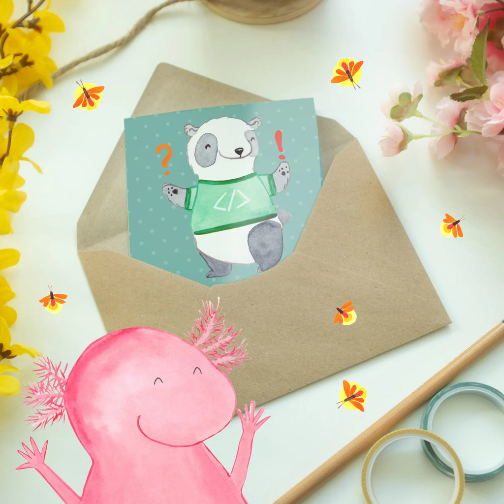 Greetings card Wenn ich es nicht reparieren kann, ist es kein Bug, sondern ein Feature. Karte, Einladungskarte, Geburtstagskarte, Klappkarte, Hochzeitskarte, Glückwunschkarte, Grußkarte, Ansichtskarten, Beruf, Ausbildung, Jubiläum, Abschied, Rente, Kollege, Kollegin, Geschenk, Schenken, Arbeitskollege, Mitarbeiter, Firma, Danke, Dankeschön