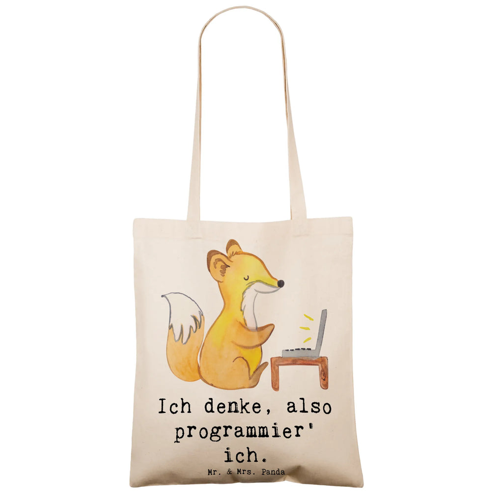 Tote bag Ich denke, also programmier' ich. Strandtasche, Beuteltasche, Jutebeutel, Stofftasche, Einkaufstasche, Laptoptasche, Tasche, Stoffbeutel, Jutetasche, Beutel, Einkaufstüte, Badetasche, Tragetasche, Shopper, Schultertasche, Umhängetasche, Beruf, Ausbildung, Jubiläum, Abschied, Rente, Kollege, Kollegin, Geschenk, Schenken, Arbeitskollege, Mitarbeiter, Firma, Danke, Dankeschön