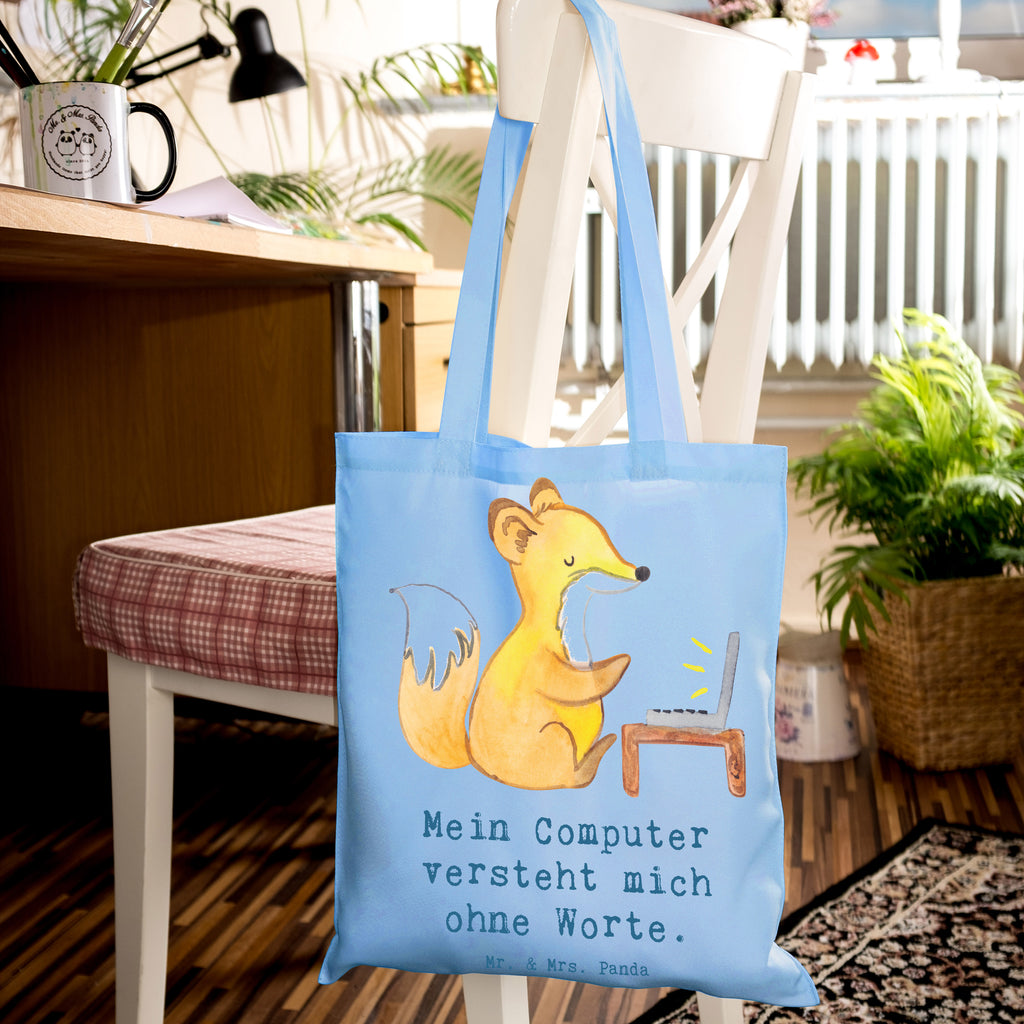 Tote bag Mein Computer versteht mich ohne Worte. Beutel, Schultertasche, Stofftasche, Strandtasche, Jutebeutel, Laptoptasche, Badetasche, Jutetasche, Einkaufstasche, Tragetasche, Tasche, Stoffbeutel, Shopper, Einkaufstüte, Umhängetasche, Beuteltasche, Beruf, Ausbildung, Jubiläum, Abschied, Rente, Kollege, Kollegin, Geschenk, Schenken, Arbeitskollege, Mitarbeiter, Firma, Danke, Dankeschön
