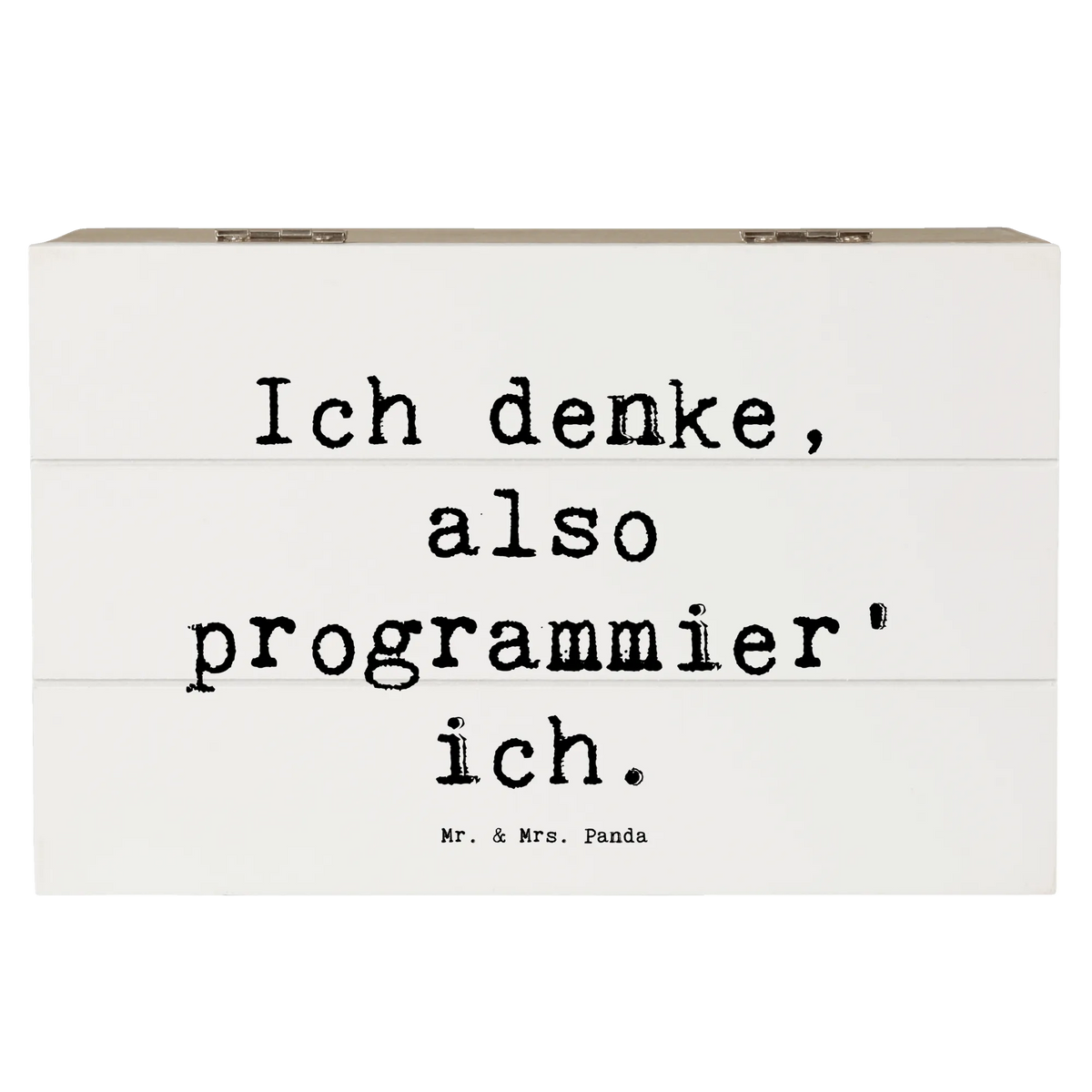 Wooden chest Saying Ich denke, also programmier' ich. promotion, best, gift idea, gift, farewell gift, job start, passing exam, sayings, anniversary, profession, retirement