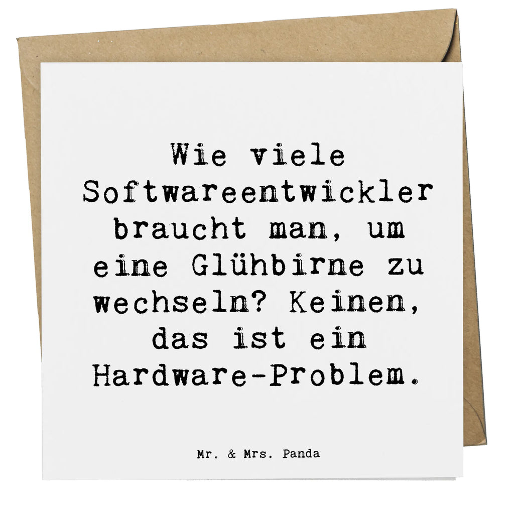 Deluxe Card Saying Wie viele Softwareentwickler braucht man, um eine Glühbirne zu wechseln? Keinen, das ist ein Hardware-Problem. Einladungskarte, Karte, Hochzeitskarte, Geburtstagskarte, Grußkarte, Glückwunschkarte, Hochwertige Klappkarte, Hochwertige Grußkarte, Klappkarte, Beruf, Ausbildung, Jubiläum, Abschied, Rente, Kollege, Kollegin, Geschenk, Schenken, Arbeitskollege, Mitarbeiter, Firma, Danke, Dankeschön