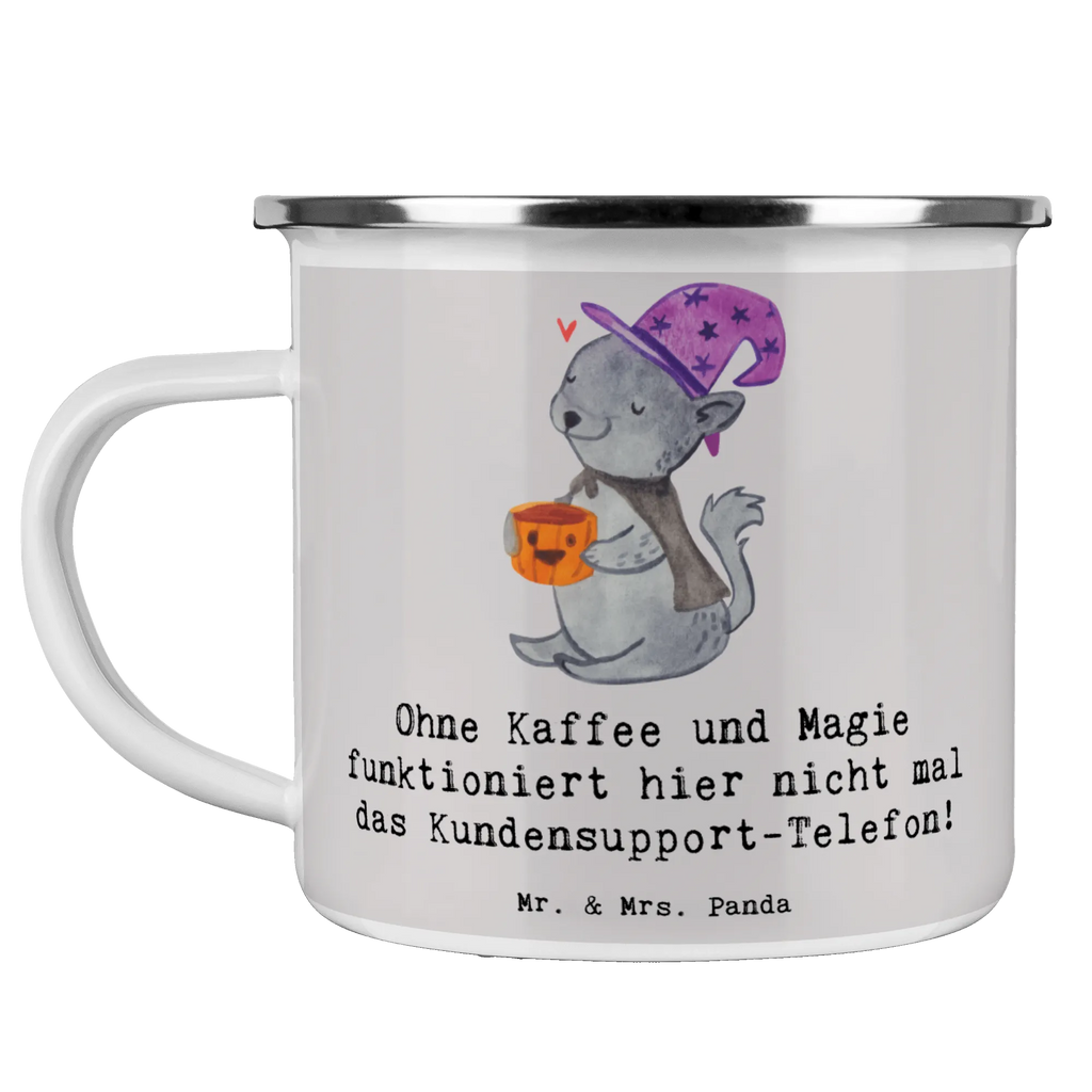 Enamel camping mug Ohne Kaffee und Magie funktioniert hier nicht mal das Kundensupport-Telefon! reisetasse, Teetasse, Kaffeetasse, Becher, Reisebecher, blechbecher, Trinkbecher, Pott, Emailletasse, Teebecher, wandertasse, Metalltasse, Campingtasse, Campingbecher, Kaffeebecher, Tasse, Blechtasse, Emaille Tasse, Emaille Becher, emaillebecher, wanderbecher, Tasse Emaille, metallbecher, becher emaille, Geschenk, Schenken, Jubiläum, Danke, Dankeschön, Beruf, Ausbildung, Abschied, Rente, Kollege, Kollegin, Arbeitskollege, Mitarbeiter, Firma