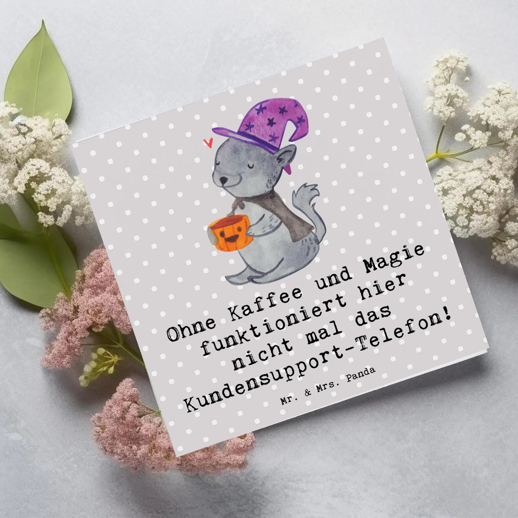 Deluxe Card Ohne Kaffee und Magie funktioniert hier nicht mal das Kundensupport-Telefon! Klappkarte, Glückwunschkarte, Einladungskarte, Karte, Grußkarte, Hochzeitskarte, Hochwertige Klappkarte, Hochwertige Grußkarte, Geburtstagskarte, Beruf, Ausbildung, Jubiläum, Abschied, Rente, Kollege, Kollegin, Geschenk, Schenken, Arbeitskollege, Mitarbeiter, Firma, Danke, Dankeschön