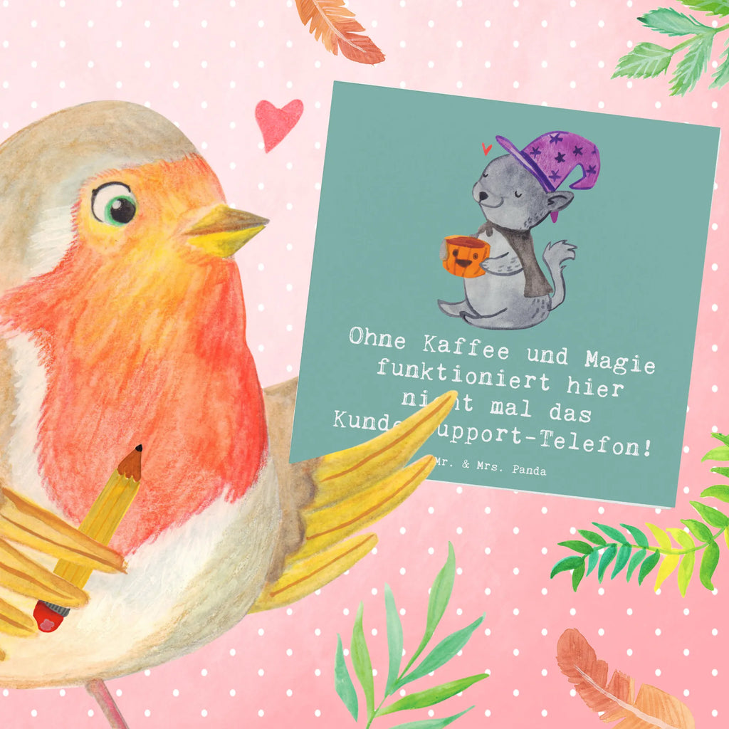 Deluxe Card Ohne Kaffee und Magie funktioniert hier nicht mal das Kundensupport-Telefon! Klappkarte, Glückwunschkarte, Einladungskarte, Karte, Grußkarte, Hochzeitskarte, Hochwertige Klappkarte, Hochwertige Grußkarte, Geburtstagskarte, Beruf, Ausbildung, Jubiläum, Abschied, Rente, Kollege, Kollegin, Geschenk, Schenken, Arbeitskollege, Mitarbeiter, Firma, Danke, Dankeschön