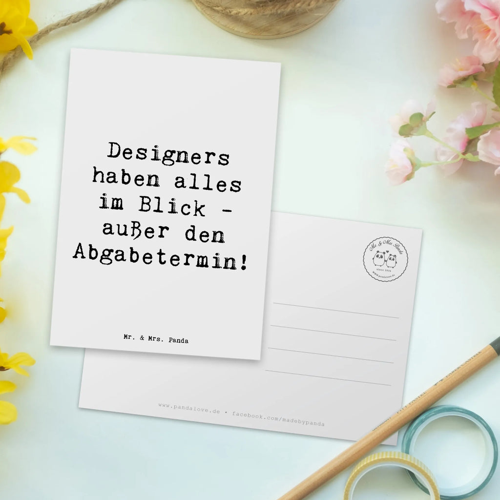 Postcard Saying Designers haben alles im Blick - außer den Abgabetermin! Dankeskarte, Geschenkkarte, Einladung Geburtstag, Geburtstagskarte, Einladungskarten Geburtstag, Karte, Einladungskarte, Postkarte, Grußkarte, Einladung, Ansichtskarten, Ansichtskarte, Beruf, Ausbildung, Jubiläum, Abschied, Rente, Kollege, Kollegin, Geschenk, Schenken, Arbeitskollege, Mitarbeiter, Firma, Danke, Dankeschön