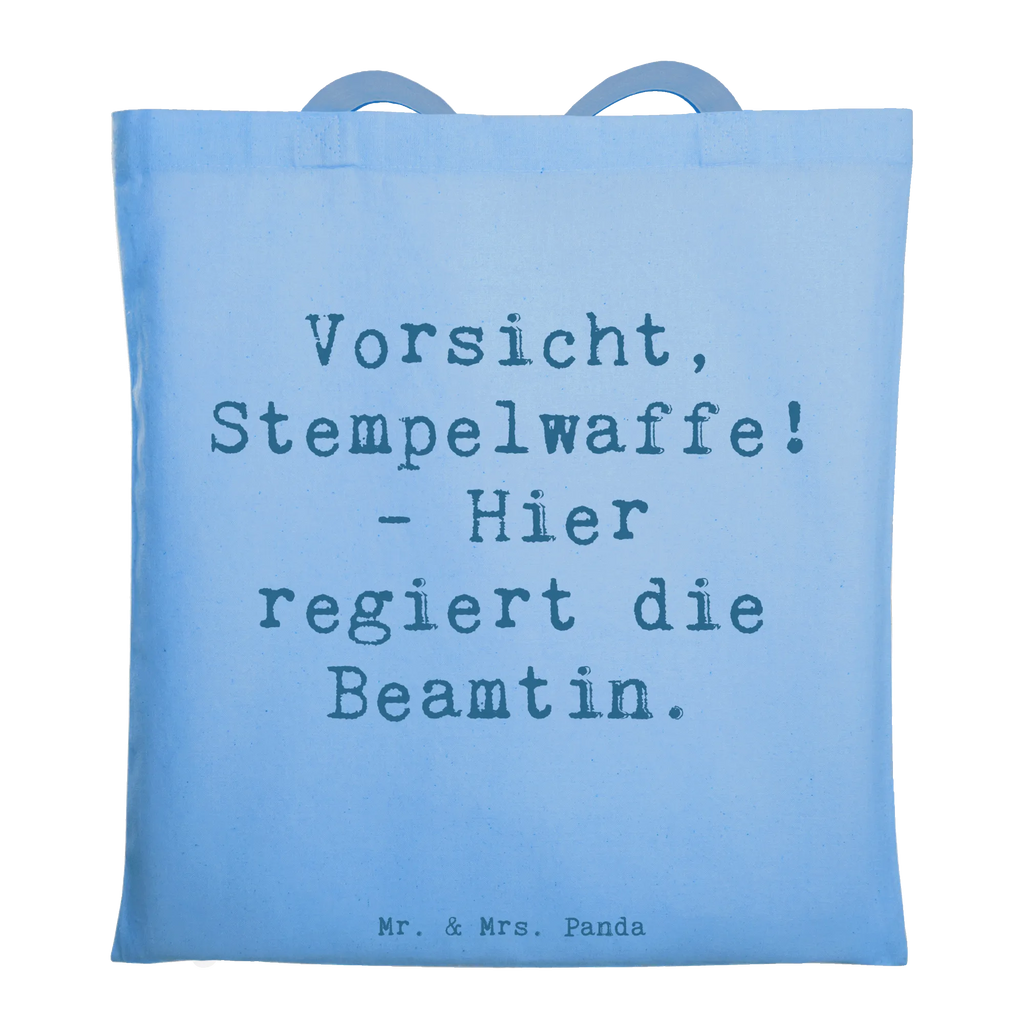 Tote bag Saying Vorsicht, Stempelwaffe! - Hier regiert die Beamtin. Strandtasche, Einkaufstasche, Einkaufstüte, Beuteltasche, Stofftasche, Beutel, Tasche, Tragetasche, Laptoptasche, Jutebeutel, Shopper, Umhängetasche, Jutetasche, Stoffbeutel, Schultertasche, Badetasche, Beruf, Ausbildung, Jubiläum, Abschied, Rente, Kollege, Kollegin, Geschenk, Schenken, Arbeitskollege, Mitarbeiter, Firma, Danke, Dankeschön