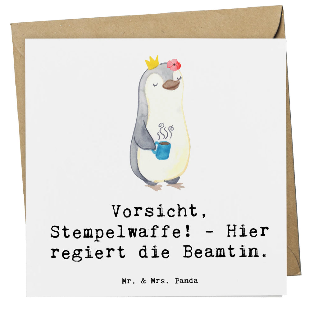 Deluxe Card Vorsicht, Stempelwaffe! - Hier regiert die Beamtin. Glückwunschkarte, Grußkarte, Hochwertige Klappkarte, Einladungskarte, Hochzeitskarte, Klappkarte, Hochwertige Grußkarte, Karte, Geburtstagskarte, Beruf, Ausbildung, Jubiläum, Abschied, Rente, Kollege, Kollegin, Geschenk, Schenken, Arbeitskollege, Mitarbeiter, Firma, Danke, Dankeschön