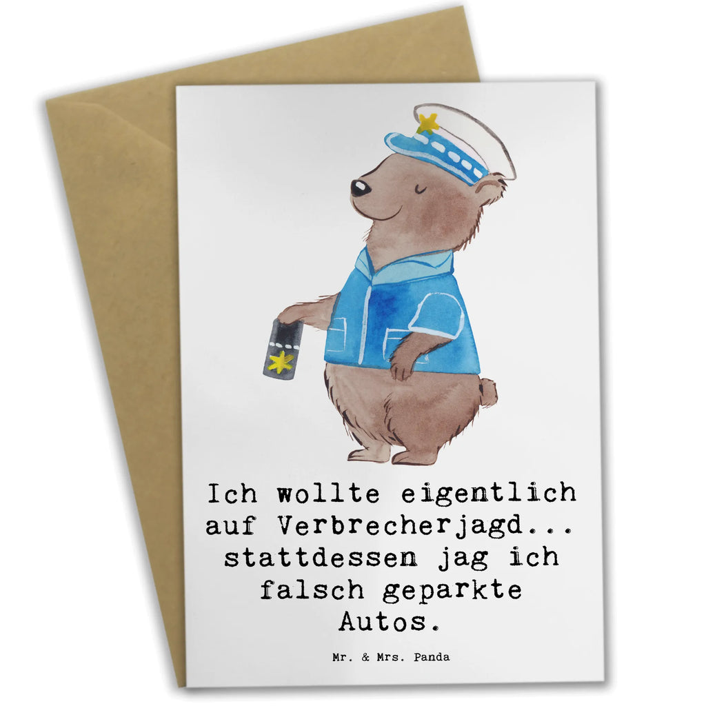Greetings card Ich wollte eigentlich auf Verbrecherjagd... stattdessen jag ich falsch geparkte Autos. Hochzeitskarte, Glückwunschkarte, Klappkarte, Einladungskarte, Geburtstagskarte, Grußkarte, Ansichtskarten, Karte, Beruf, Ausbildung, Jubiläum, Abschied, Rente, Kollege, Kollegin, Geschenk, Schenken, Arbeitskollege, Mitarbeiter, Firma, Danke, Dankeschön