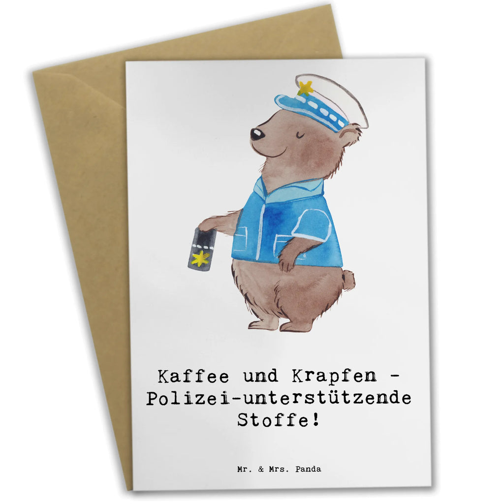 Greetings card Kaffee und Krapfen - Polizei-unterstützende Stoffe! Geburtstagskarte, Ansichtskarten, Grußkarte, Glückwunschkarte, Karte, Hochzeitskarte, Klappkarte, Einladungskarte, Beruf, Ausbildung, Jubiläum, Abschied, Rente, Kollege, Kollegin, Geschenk, Schenken, Arbeitskollege, Mitarbeiter, Firma, Danke, Dankeschön