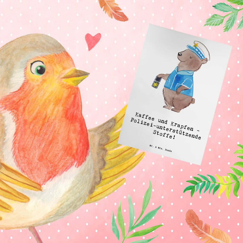 Greetings card Kaffee und Krapfen - Polizei-unterstützende Stoffe! Geburtstagskarte, Ansichtskarten, Grußkarte, Glückwunschkarte, Karte, Hochzeitskarte, Klappkarte, Einladungskarte, Beruf, Ausbildung, Jubiläum, Abschied, Rente, Kollege, Kollegin, Geschenk, Schenken, Arbeitskollege, Mitarbeiter, Firma, Danke, Dankeschön