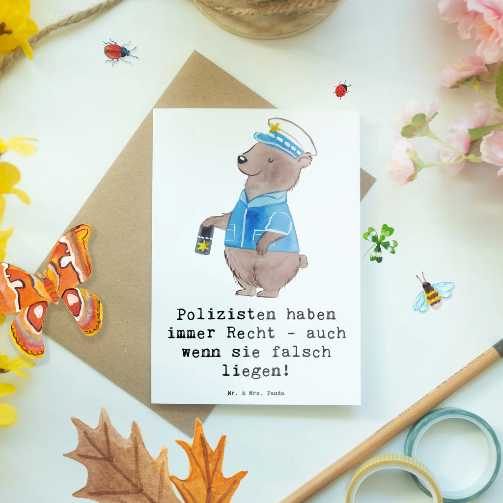 Greetings card Polizisten haben immer Recht - auch wenn sie falsch liegen! Ansichtskarten, Glückwunschkarte, Hochzeitskarte, Karte, Einladungskarte, Geburtstagskarte, Grußkarte, Klappkarte, Beruf, Ausbildung, Jubiläum, Abschied, Rente, Kollege, Kollegin, Geschenk, Schenken, Arbeitskollege, Mitarbeiter, Firma, Danke, Dankeschön