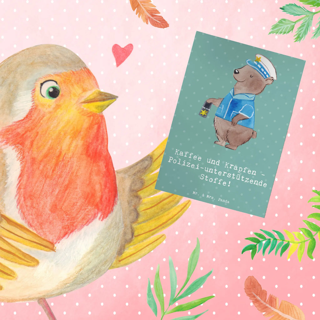 Greetings card Kaffee und Krapfen - Polizei-unterstützende Stoffe! Geburtstagskarte, Ansichtskarten, Grußkarte, Glückwunschkarte, Karte, Hochzeitskarte, Klappkarte, Einladungskarte, Beruf, Ausbildung, Jubiläum, Abschied, Rente, Kollege, Kollegin, Geschenk, Schenken, Arbeitskollege, Mitarbeiter, Firma, Danke, Dankeschön