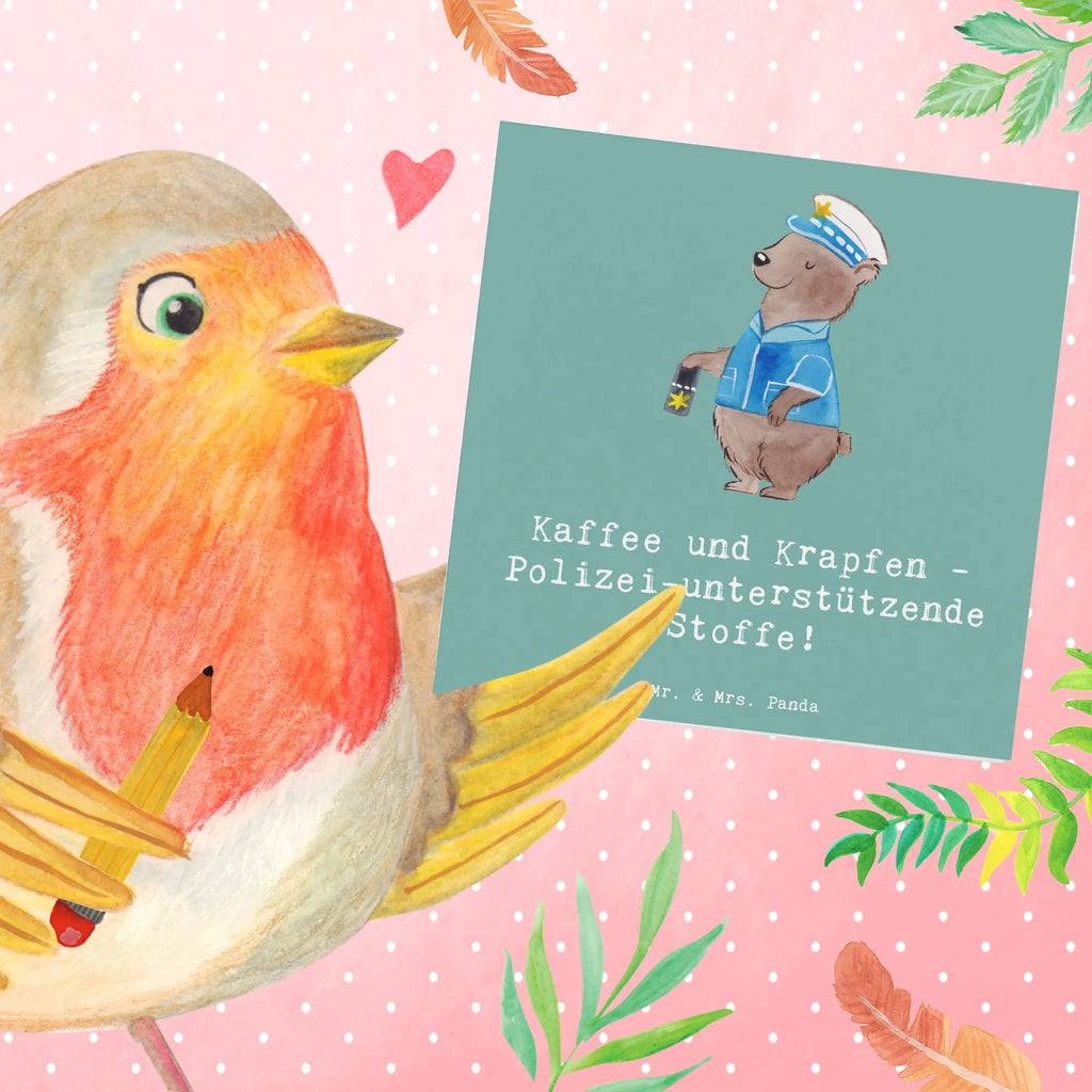 Deluxe Card Kaffee und Krapfen - Polizei-unterstützende Stoffe! Hochzeitskarte, Klappkarte, Geburtstagskarte, Hochwertige Klappkarte, Einladungskarte, Hochwertige Grußkarte, Grußkarte, Glückwunschkarte, Karte, Beruf, Ausbildung, Jubiläum, Abschied, Rente, Kollege, Kollegin, Geschenk, Schenken, Arbeitskollege, Mitarbeiter, Firma, Danke, Dankeschön