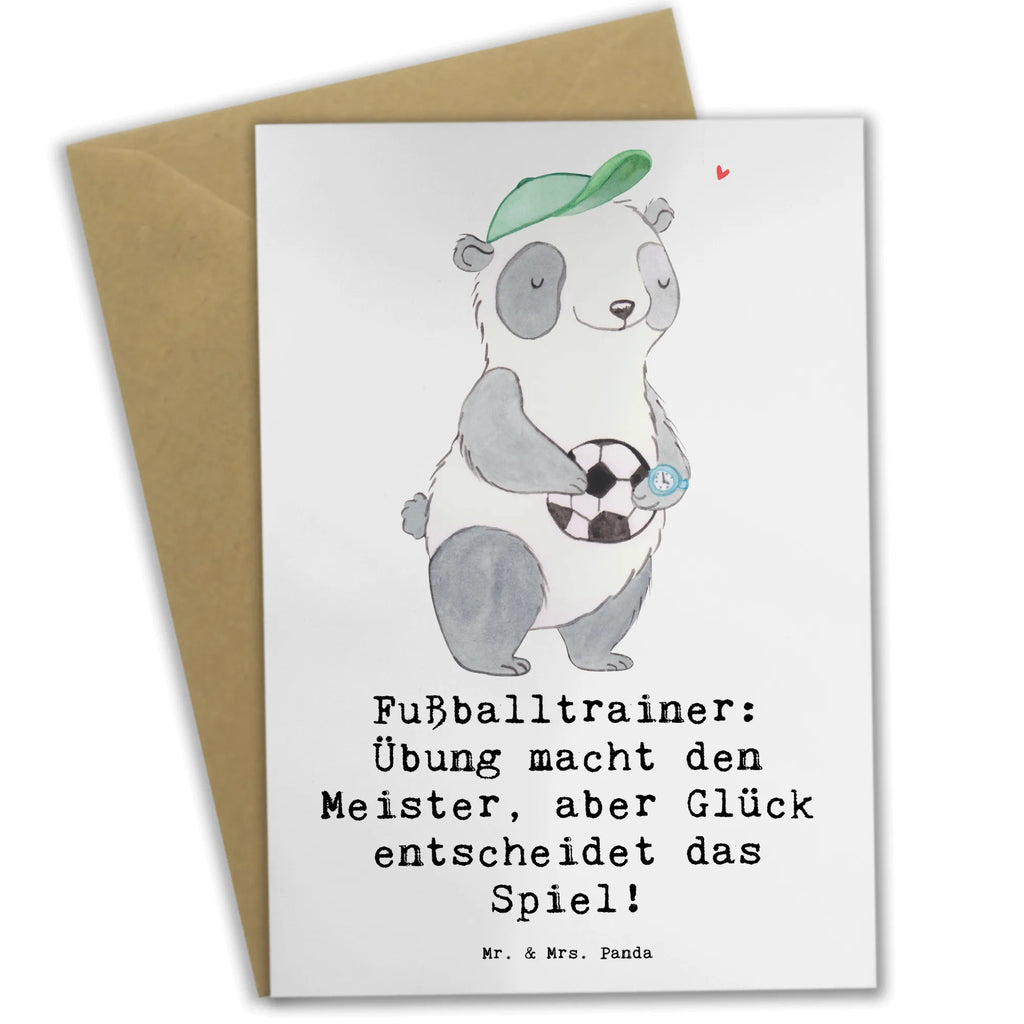 Greetings card Fußballtrainer: Übung macht den Meister, aber Glück entscheidet das Spiel! Geburtstagskarte, Karte, Grußkarte, Ansichtskarten, Einladungskarte, Klappkarte, Hochzeitskarte, Glückwunschkarte, Beruf, Ausbildung, Jubiläum, Abschied, Rente, Kollege, Kollegin, Geschenk, Schenken, Arbeitskollege, Mitarbeiter, Firma, Danke, Dankeschön