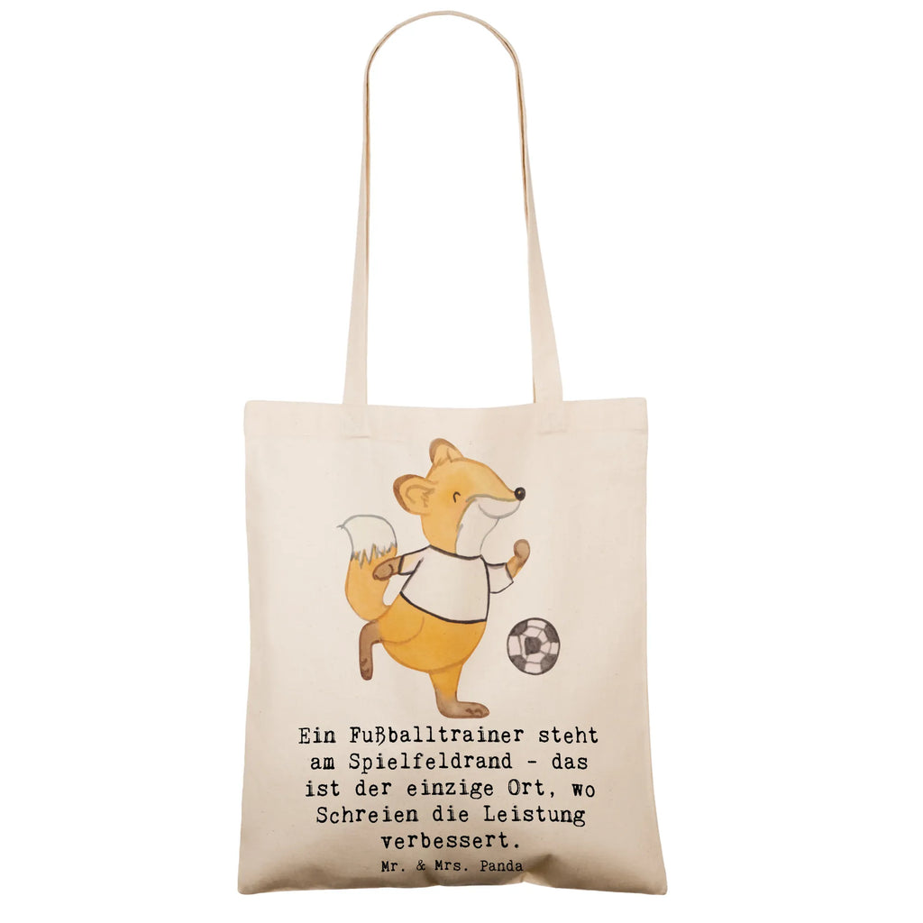 Tote bag Ein Fußballtrainer steht am Spielfeldrand - das ist der einzige Ort, wo Schreien die Leistung verbessert. Beutel, Tasche, Stofftasche, Badetasche, Beuteltasche, Schultertasche, Laptoptasche, Strandtasche, Jutetasche, Tragetasche, Umhängetasche, Stoffbeutel, Einkaufstasche, Shopper, Einkaufstüte, Jutebeutel, Beruf, Ausbildung, Jubiläum, Abschied, Rente, Kollege, Kollegin, Geschenk, Schenken, Arbeitskollege, Mitarbeiter, Firma, Danke, Dankeschön