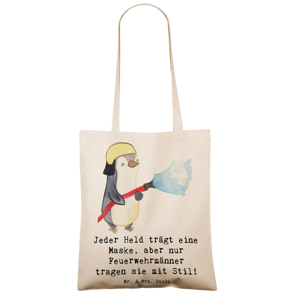 Tote bag Jeder Held trägt eine Maske, aber nur Feuerwehrmänner tragen sie mit Stil! Jutetasche, Beutel, Schultertasche, Badetasche, Jutebeutel, Strandtasche, Tragetasche, Stoffbeutel, Einkaufstüte, Shopper, Beuteltasche, Stofftasche, Laptoptasche, Umhängetasche, Einkaufstasche, Tasche, Beruf, Ausbildung, Jubiläum, Abschied, Rente, Kollege, Kollegin, Geschenk, Schenken, Arbeitskollege, Mitarbeiter, Firma, Danke, Dankeschön