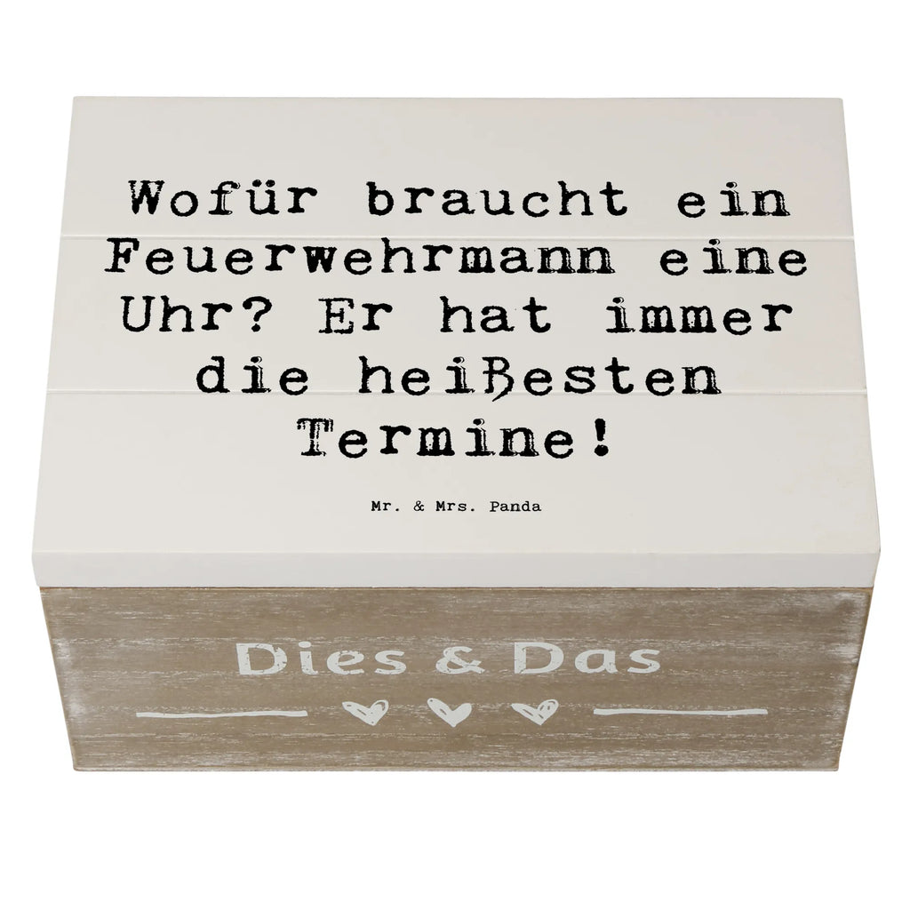 Wooden chest Saying Wofür braucht ein Feuerwehrmann eine Uhr? Er hat immer die heißesten Termine! Dekokiste, Truhe, Erinnerungsbox, Aufbewahrungsbox, Schatulle, Schatzkiste, Holzkiste, Erinnerungskiste, Geschenkdose, Kiste, Geschenkbox, XXL, Beruf, Ausbildung, Jubiläum, Abschied, Rente, Kollege, Kollegin, Geschenk, Schenken, Arbeitskollege, Mitarbeiter, Firma, Danke, Dankeschön