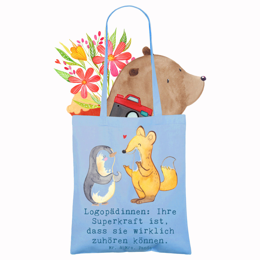 Tragetasche Logopädin Superkraft Tragetasche, Badetasche, Laptoptasche, Beuteltasche, Jutetasche, Stoffbeutel, Tasche, Einkaufstüte, Einkaufstasche, Umhängetasche, Shopper, Stofftasche, Jutebeutel, Beutel, Strandtasche, Schultertasche, Beruf, Ausbildung, Jubiläum, Abschied, Rente, Kollege, Kollegin, Geschenk, Schenken, Arbeitskollege, Mitarbeiter, Firma, Danke, Dankeschön