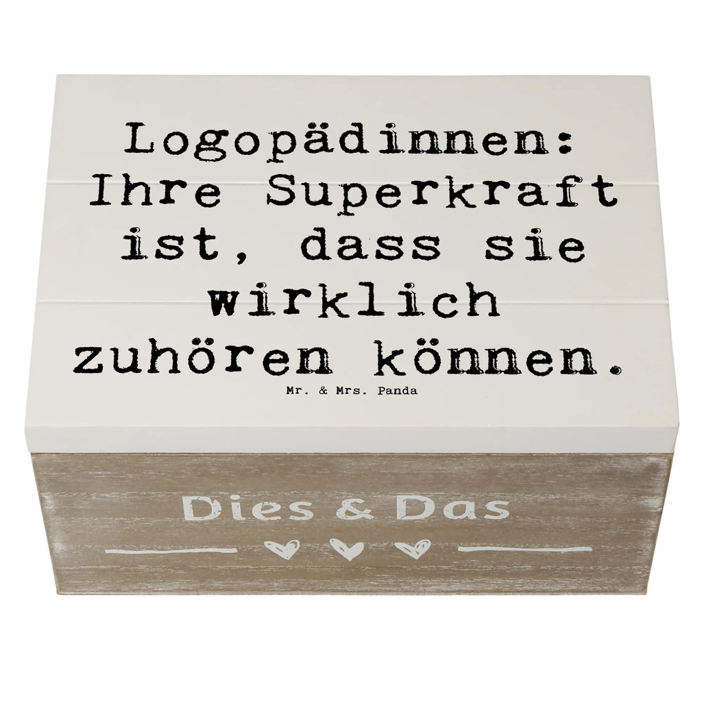 Wooden chest Saying Logopädinnen: Ihre Superkraft ist, dass sie wirklich zuhören können. Holzkiste, Schatzkiste, Erinnerungskiste, Truhe, Schatulle, Aufbewahrungsbox, Erinnerungsbox, Geschenkdose, Geschenkbox, XXL, Dekokiste, Kiste, Beruf, Ausbildung, Jubiläum, Abschied, Rente, Kollege, Kollegin, Geschenk, Schenken, Arbeitskollege, Mitarbeiter, Firma, Danke, Dankeschön