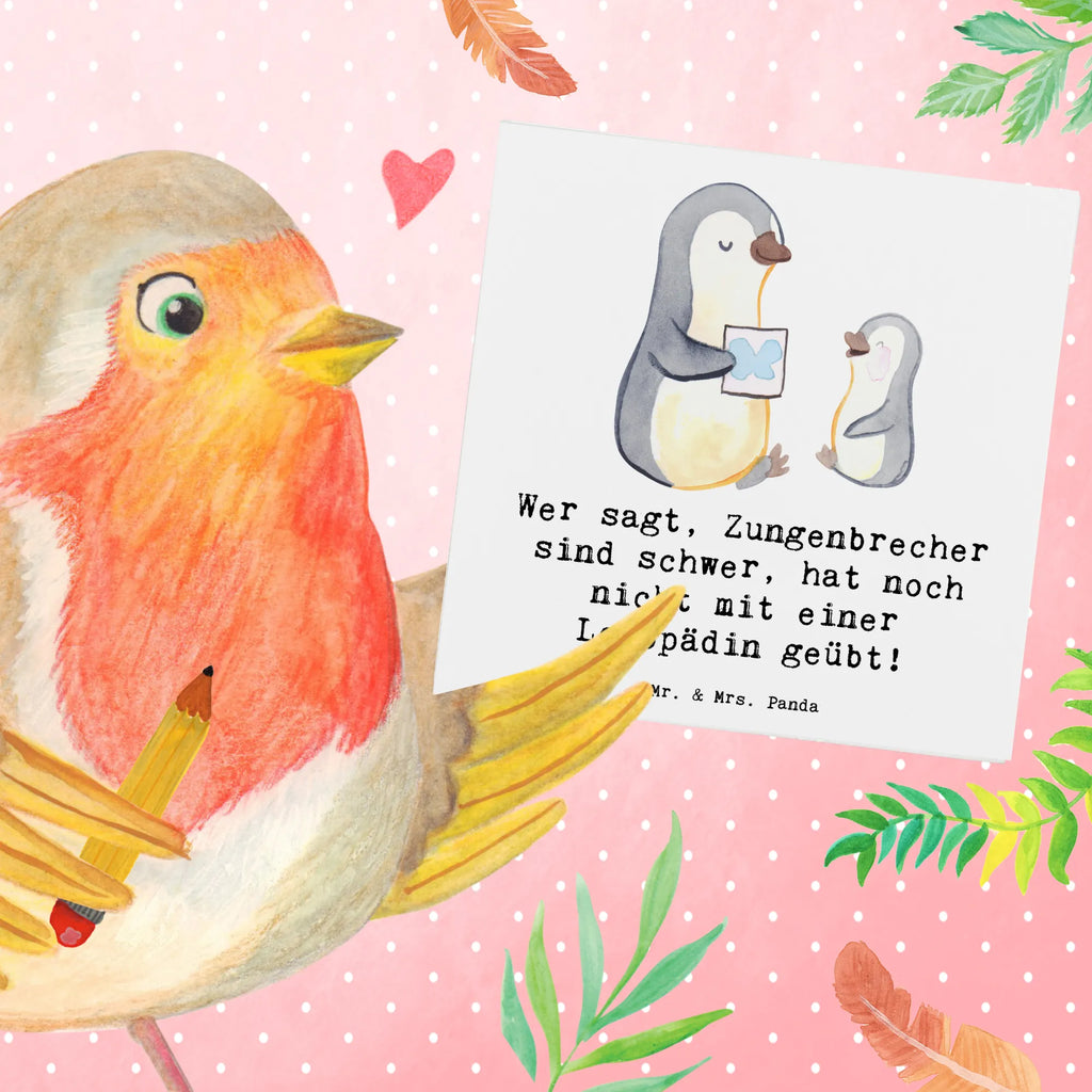 Deluxe Card Wer sagt, Zungenbrecher sind schwer, hat noch nicht mit einer Logopädin geübt! Hochzeitskarte, Geburtstagskarte, Hochwertige Klappkarte, Glückwunschkarte, Grußkarte, Einladungskarte, Hochwertige Grußkarte, Karte, Klappkarte, Beruf, Ausbildung, Jubiläum, Abschied, Rente, Kollege, Kollegin, Geschenk, Schenken, Arbeitskollege, Mitarbeiter, Firma, Danke, Dankeschön