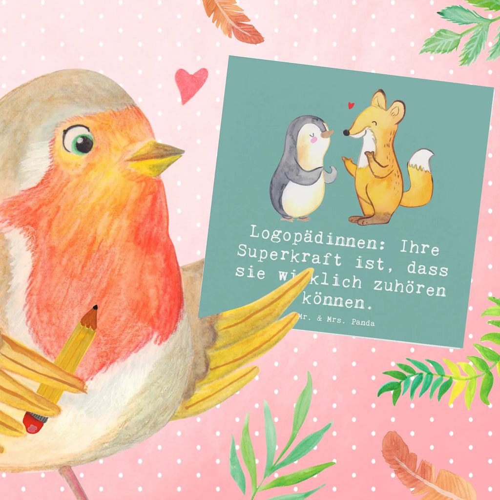 Deluxe Card Logopädinnen: Ihre Superkraft ist, dass sie wirklich zuhören können. Glückwunschkarte, Karte, Hochwertige Grußkarte, Einladungskarte, Klappkarte, Hochwertige Klappkarte, Hochzeitskarte, Grußkarte, Geburtstagskarte, Beruf, Ausbildung, Jubiläum, Abschied, Rente, Kollege, Kollegin, Geschenk, Schenken, Arbeitskollege, Mitarbeiter, Firma, Danke, Dankeschön