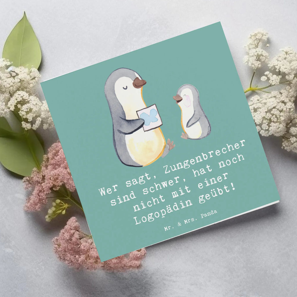 Deluxe Card Wer sagt, Zungenbrecher sind schwer, hat noch nicht mit einer Logopädin geübt! Hochzeitskarte, Geburtstagskarte, Hochwertige Klappkarte, Glückwunschkarte, Grußkarte, Einladungskarte, Hochwertige Grußkarte, Karte, Klappkarte, Beruf, Ausbildung, Jubiläum, Abschied, Rente, Kollege, Kollegin, Geschenk, Schenken, Arbeitskollege, Mitarbeiter, Firma, Danke, Dankeschön